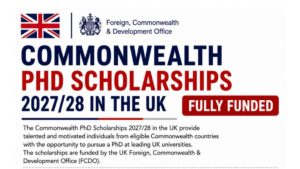 2027 Commonwealth PhD Scholarships For Developing Nations (Fully Funded)